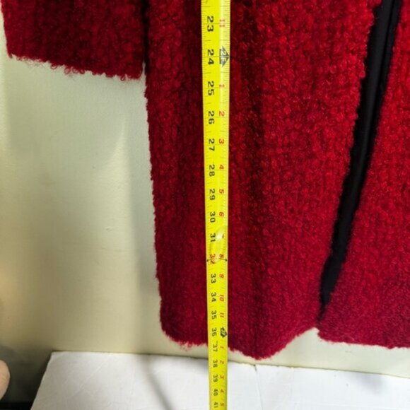 Reformation Red Teddy Sherpa Lightweight Coat Jacket Midi Soft Cozy Straight XS - Picture 14 of 14